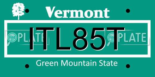 ITL85T Vermont License Plate