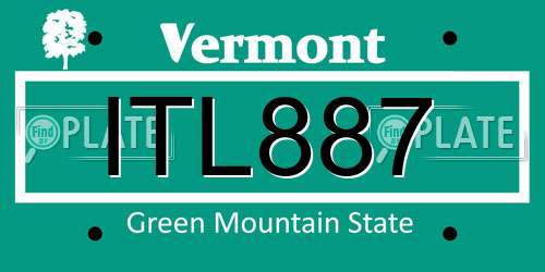 ITL887 Vermont License Plate