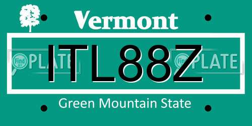 ITL88Z Vermont License Plate