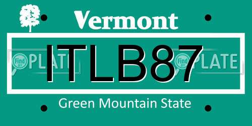ITLB87 Vermont License Plate