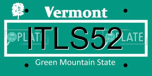 ITLS52 Vermont License Plate
