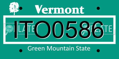 ITO0586 Vermont License Plate