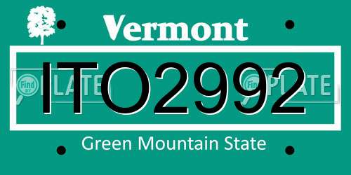 ITO2992 Vermont License Plate