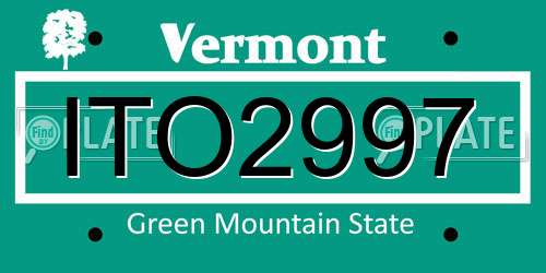 ITO2997 Vermont License Plate