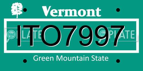 ITO7997 Vermont License Plate