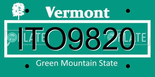 ITO9820 Vermont License Plate