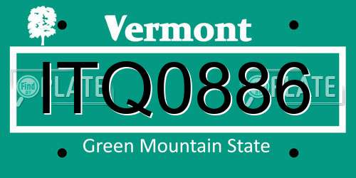 ITQ0886 Vermont License Plate
