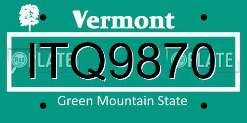 ITQ9870 Vermont License Plate