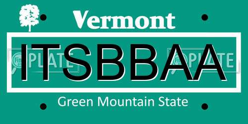 ITSBBAA Vermont License Plate