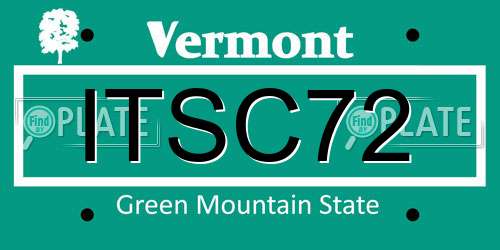 ITSC72 Vermont License Plate