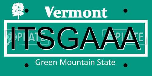 ITSGAAA Vermont License Plate