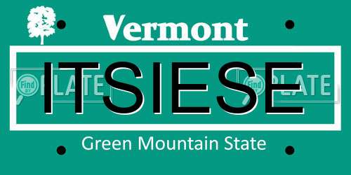 ITSIESE Vermont License Plate