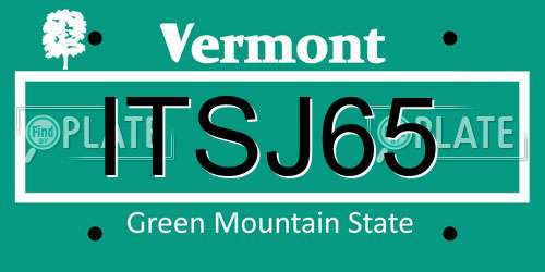 ITSJ65 Vermont License Plate