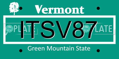 ITSV87 Vermont License Plate