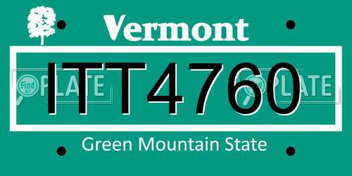 ITT4760 Vermont License Plate