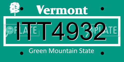 ITT4932 Vermont License Plate