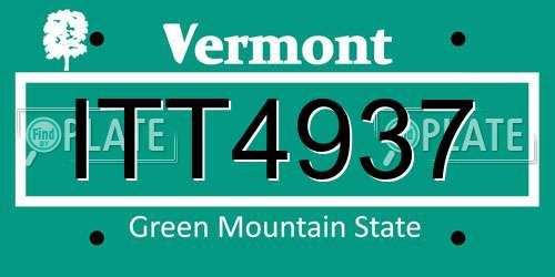 ITT4937 Vermont License Plate