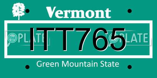ITT765 Vermont License Plate