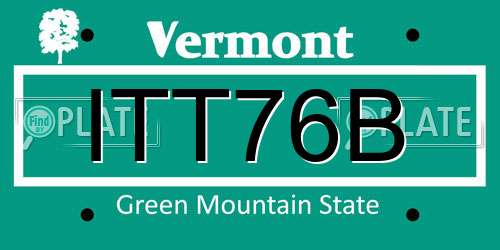ITT76B Vermont License Plate