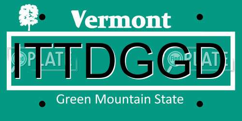 ITTDGGD Vermont License Plate