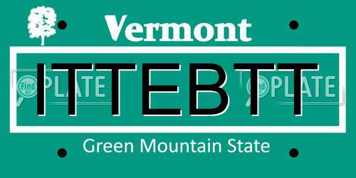 ITTEBTT Vermont License Plate