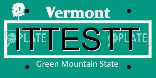 ITTESTT Vermont License Plate