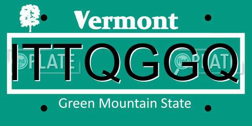 ITTQGGQ Vermont License Plate