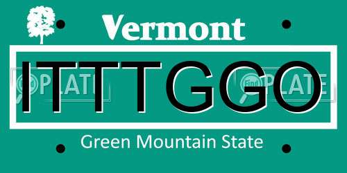 ITTTGGO Vermont License Plate
