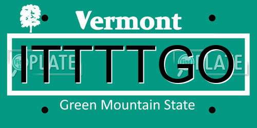 ITTTTGO Vermont License Plate