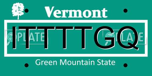 ITTTTGQ Vermont License Plate