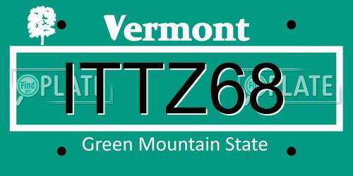 ITTZ68 Vermont License Plate