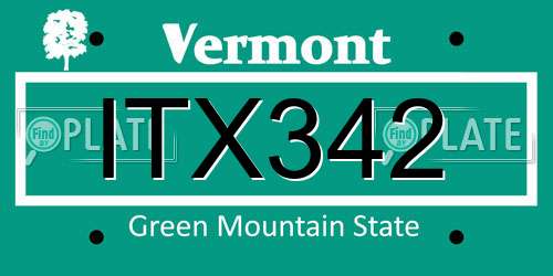 ITX342 Vermont License Plate