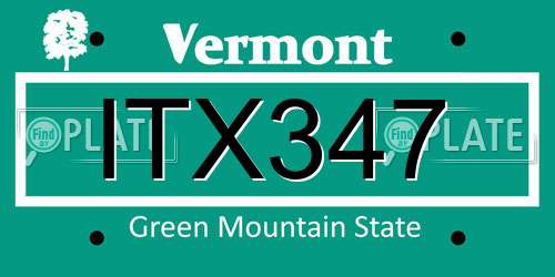 ITX347 Vermont License Plate