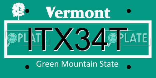 ITX34T Vermont License Plate