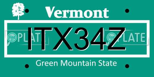 ITX34Z Vermont License Plate