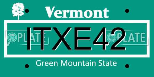 ITXE42 Vermont License Plate