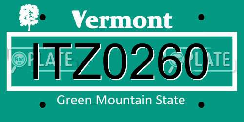 ITZ0260 Vermont License Plate