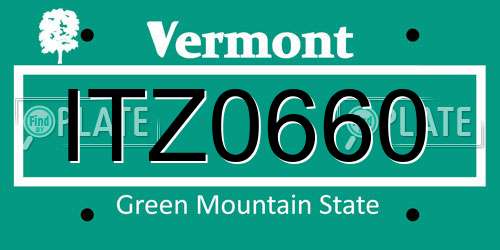 ITZ0660 Vermont License Plate