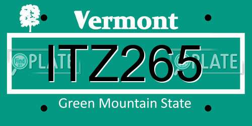 ITZ265 Vermont License Plate