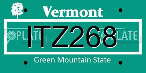 ITZ268 Vermont License Plate