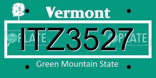 ITZ3527 Vermont License Plate