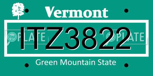 ITZ3822 Vermont License Plate