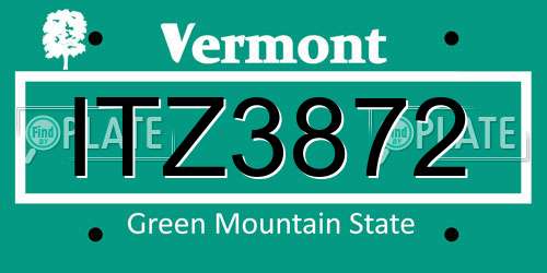 ITZ3872 Vermont License Plate