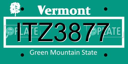ITZ3877 Vermont License Plate