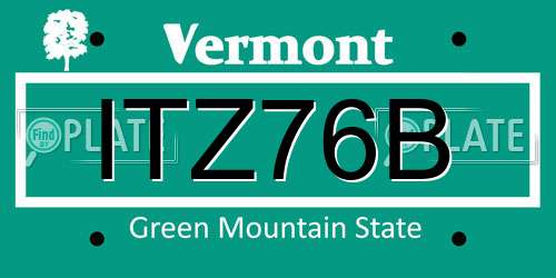 ITZ76B Vermont License Plate