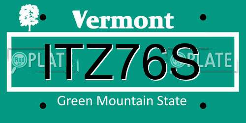 ITZ76S Vermont License Plate