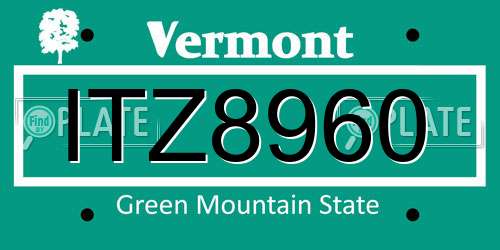 ITZ8960 Vermont License Plate