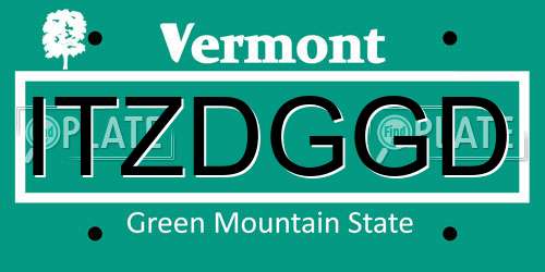 ITZDGGD Vermont License Plate