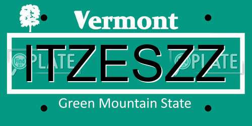 ITZESZZ Vermont License Plate
