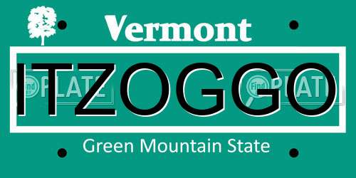 ITZOGGO Vermont License Plate